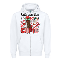 White better aim than cupid with dog and duck Zipper Hoodie - MaliasSmallBusiness