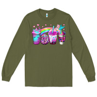 Army Green unicorn coffee Long Sleeve Tee - Jasminsmagicworld