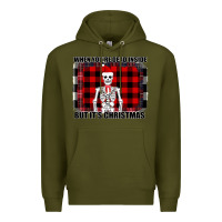 Army Green When You re Dead Inside But It Christmas Skeleton Premium Hoodie - Bettercallsaul