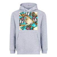 Heather Grey Paper Fish And Canned With Anchor Seamless Pattern Pbs Heavyweight Hoodie - BundleAndBundleShop