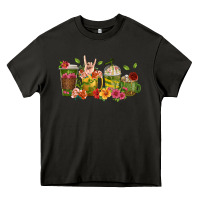 Asphalt floral hustler coffee cups Heavy Core Tee - texasbilliewilder