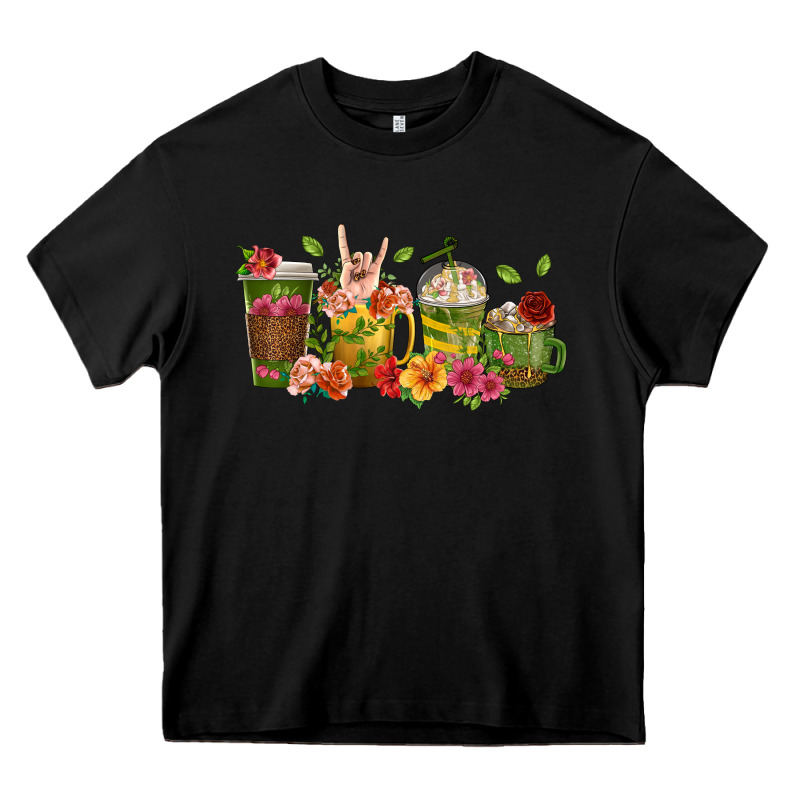 Floral Hustler Coffee Cups Heavy Core Tee by texasbilliewilder | Teevron
