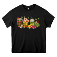 Black floral hustler coffee cups Heavy Core Tee - texasbilliewilder