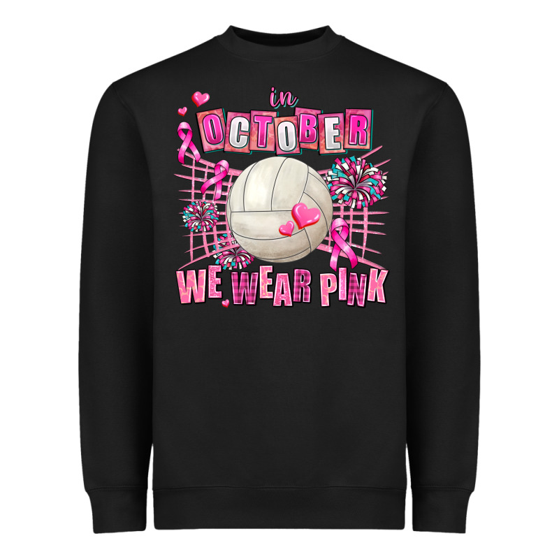 In October We Wear Pink Volleyball Heavyweight Sweatshirt by AdoDesignShop | Teevron
