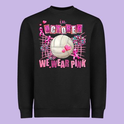 In October We Wear Pink Volleyball Heavyweight Sweatshirt Designed By Adodesignshop