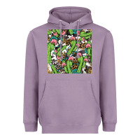Lavender Western Cactus And Turquoise Gemstone With Leopard And Cowhide Seamles Heavyweight Hoodie - BundleAndBundleShop