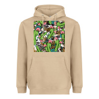 Mushroom Western Cactus And Turquoise Gemstone With Leopard And Cowhide Seamles Heavyweight Hoodie - BundleAndBundleShop