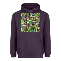Plum Western Cactus And Turquoise Gemstone With Leopard And Cowhide Seamles Heavyweight Hoodie - BundleAndBundleShop