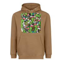 Toasted Coconut Western Cactus And Turquoise Gemstone With Leopard And Cowhide Seamles Heavyweight Hoodie - BundleAndBundleShop