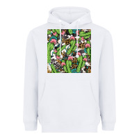 White Western Cactus And Turquoise Gemstone With Leopard And Cowhide Seamles Heavyweight Hoodie - BundleAndBundleShop
