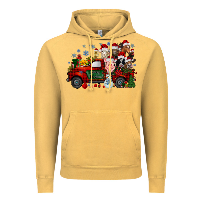 Christmas Farm Animals Truck Vintage Hoodie by RacoonDesign | Teevron