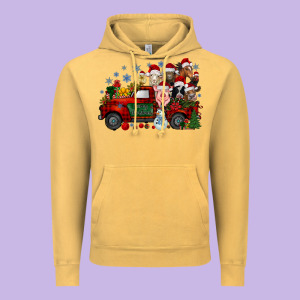 Christmas Farm Animals Truck Vintage Hoodie Designed By Racoondesign