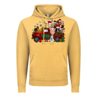 Vintage Mustard christmas farm animals truck Vintage Hoodie - RacoonDesign