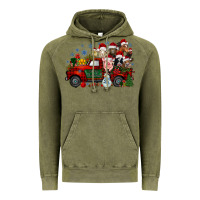 Vintage Olive christmas farm animals truck Vintage Hoodie - RacoonDesign