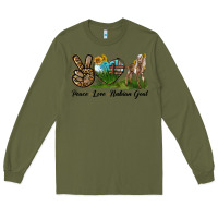 Army Green Peace Love Nubian Goat Long Sleeve Tee - LillyAllenDesigns