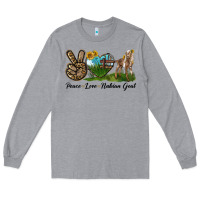 Heather Grey Peace Love Nubian Goat Long Sleeve Tee - LillyAllenDesigns