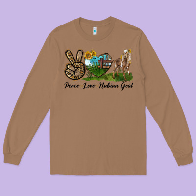 Peace Love Nubian Goat Long Sleeve Tee Designed By Lillyallendesigns