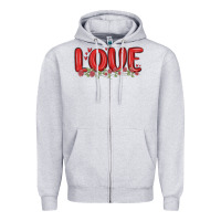 Heather Grey love valentine s day Zipper Hoodie - MaliasSmallBusiness
