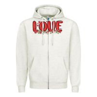Oatmeal Heather love valentine s day Zipper Hoodie - MaliasSmallBusiness