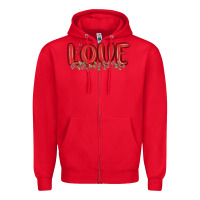 Red love valentine s day Zipper Hoodie - MaliasSmallBusiness