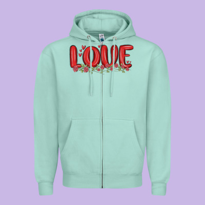 Love Valentine S Day Zipper Hoodie Designed By Maliassmallbusiness