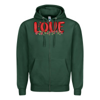Sports Green love valentine s day Zipper Hoodie - MaliasSmallBusiness