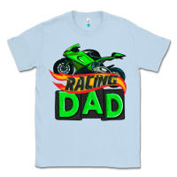 Dusty Blue racing dad with racing motorcycle Classic Tee - AdoDesignShop