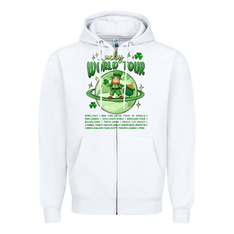 Lucky World Tour St. Patrick's Day Zipper Hoodie by MaliasSmallBusiness | Teevron
