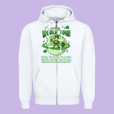 Lucky World Tour St. Patrick's Day Zipper Hoodie Designed By Maliassmallbusiness