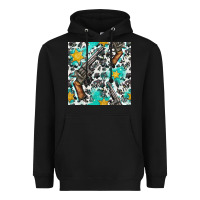 Black Western Gun And Sheriff Stars With Cowhide Seamless Pattern Heavyweight Hoodie - BundleAndBundleShop
