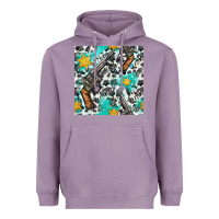 Lavender Western Gun And Sheriff Stars With Cowhide Seamless Pattern Heavyweight Hoodie - BundleAndBundleShop