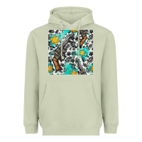 Matcha Western Gun And Sheriff Stars With Cowhide Seamless Pattern Heavyweight Hoodie - BundleAndBundleShop