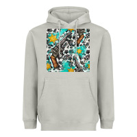 Moon Dust Western Gun And Sheriff Stars With Cowhide Seamless Pattern Heavyweight Hoodie - BundleAndBundleShop