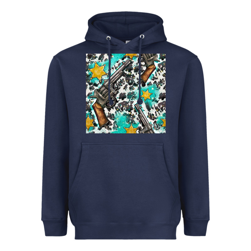 Western Gun And Sheriff Stars With Cowhide Seamless Pattern Heavyweight Hoodie by BundleAndBundleShop | Teevron