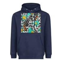 Navy Western Gun And Sheriff Stars With Cowhide Seamless Pattern Heavyweight Hoodie - BundleAndBundleShop