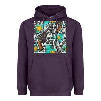 Plum Western Gun And Sheriff Stars With Cowhide Seamless Pattern Heavyweight Hoodie - BundleAndBundleShop