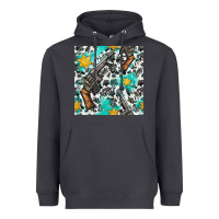Smoke Western Gun And Sheriff Stars With Cowhide Seamless Pattern Heavyweight Hoodie - BundleAndBundleShop