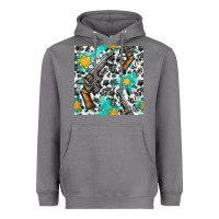 Storm Western Gun And Sheriff Stars With Cowhide Seamless Pattern Heavyweight Hoodie - BundleAndBundleShop