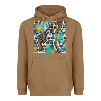 Toasted Coconut Western Gun And Sheriff Stars With Cowhide Seamless Pattern Heavyweight Hoodie - BundleAndBundleShop