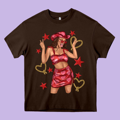 Heart Cowgirl Heavy Core Tee Designed By Texasbilliewilder
