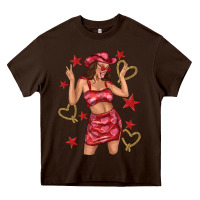 Chocolate Brown heart cowgirl Heavy Core Tee - texasbilliewilder