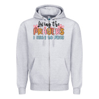 Heather Grey living the prayers i used to pray Zipper Hoodie - MaliasSmallBusiness