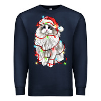 Navy christmas ragdoll cat Premium Sweatshirt - LillyAllenDesigns