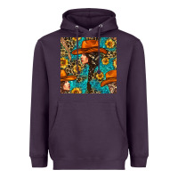 Plum Western Girl Hair Clasp And Sunflower With Leopard And Glitter Seamles Heavyweight Hoodie - BundleAndBundleShop