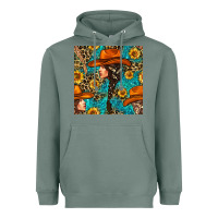 Sage Western Girl Hair Clasp And Sunflower With Leopard And Glitter Seamles Heavyweight Hoodie - BundleAndBundleShop
