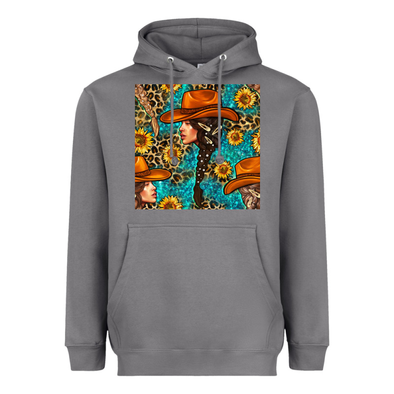 Western Girl Hair Clasp And Sunflower With Leopard And Glitter Seamles Heavyweight Hoodie by BundleAndBundleShop | Teevron
