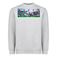 Heather Grey merry christmas with santa sleigh Heavyweight Sweatshirt - BundleAndBundleShop