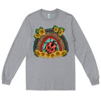 Heather Grey ladybuy  rainbow Long Sleeve Tee - BarkalooDesign