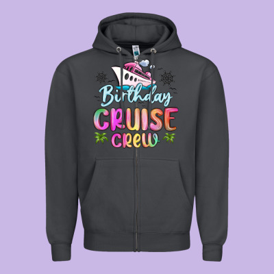 Birthday Cruise Crew Zipper Hoodie Designed By Maliassmallbusiness
