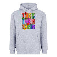 Heather Grey They Them Their Pride LGBTQ Heavyweight Hoodie - BundleAndBundleShop
